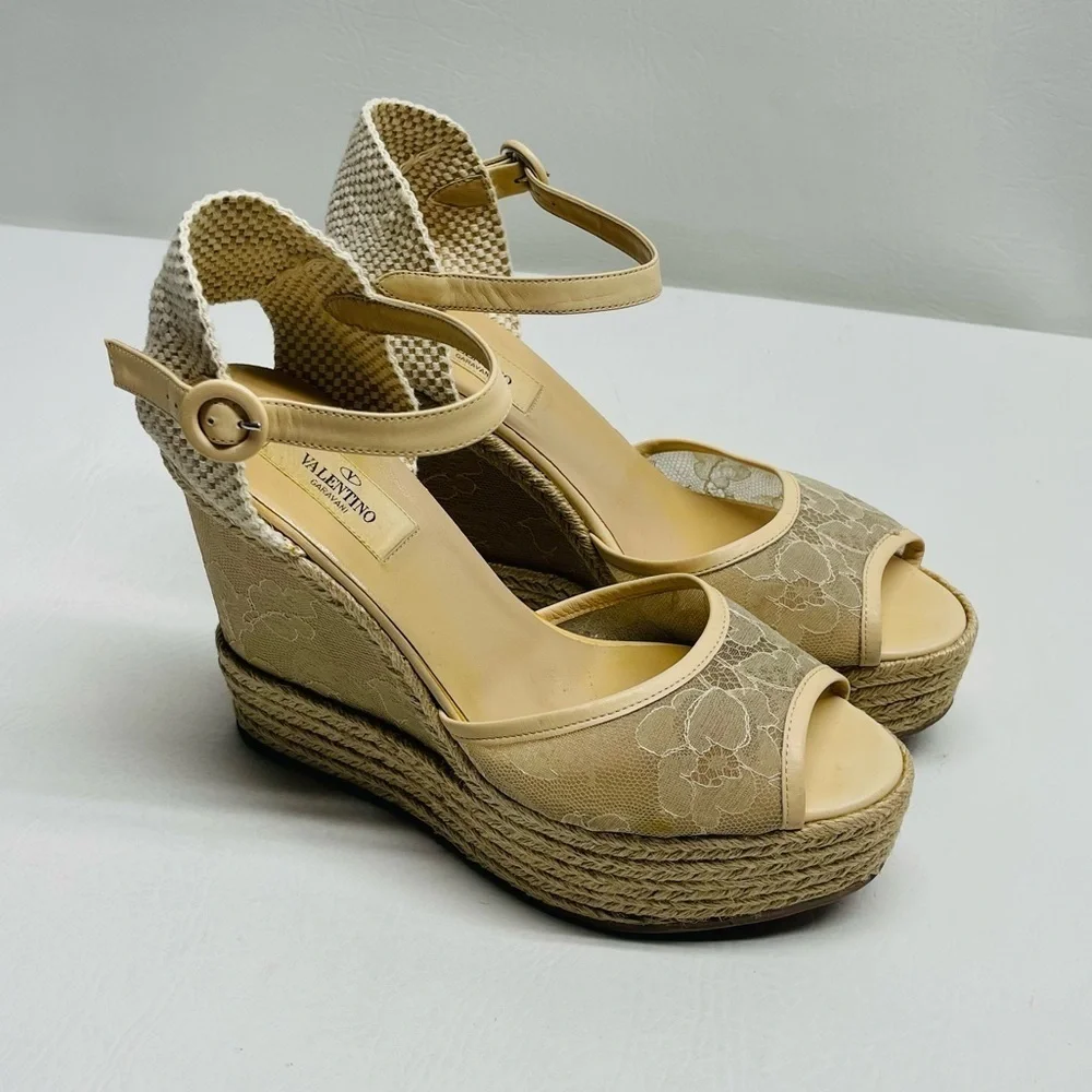 Valentino Lace Platform Wedges size 40/ 9